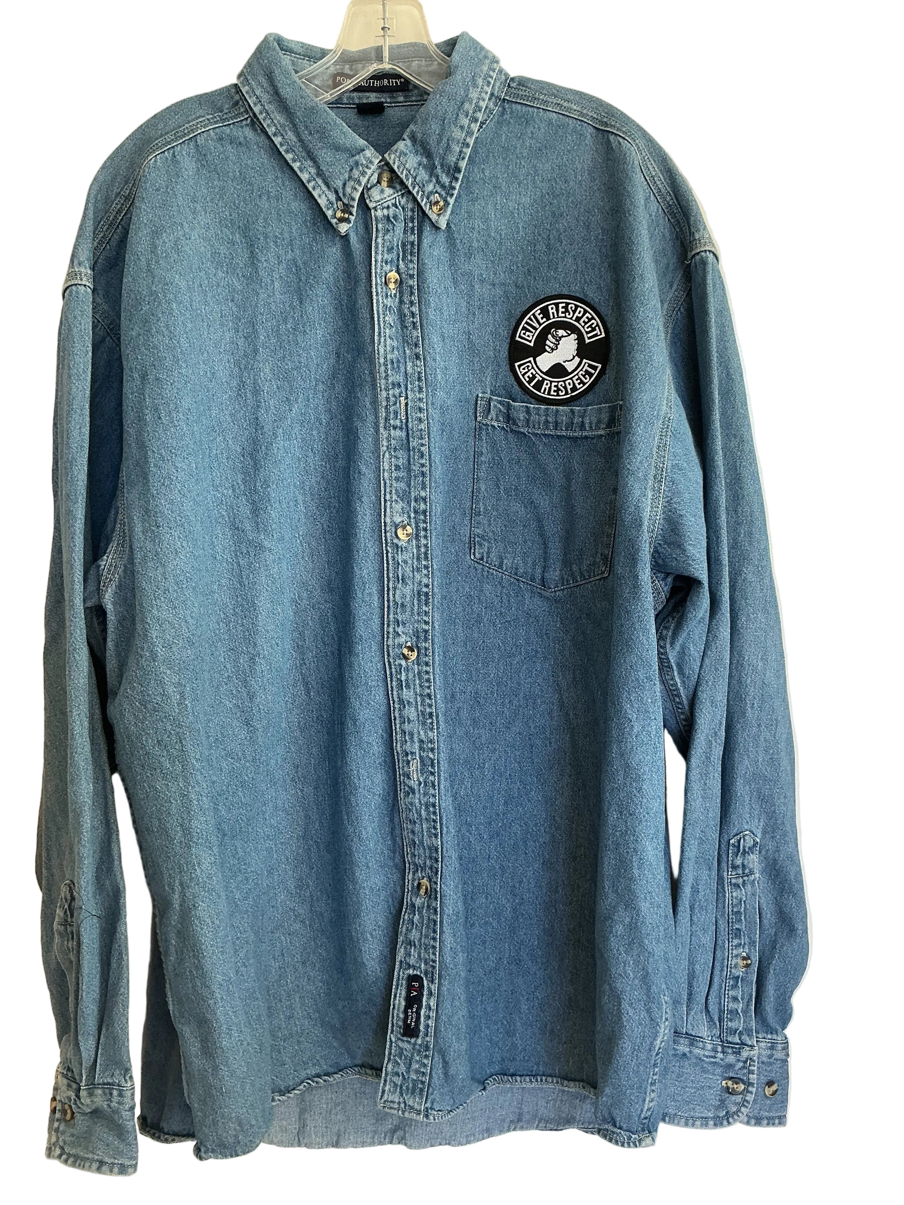 Born to Be Free Biker Denim Button Down Shirt