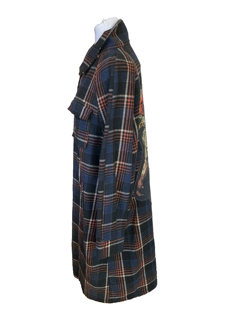 FIVE FINGER DEATH PUNCH THE WAY OF THE FIST UP-CYCLED LONG WOOL PLAID COAT