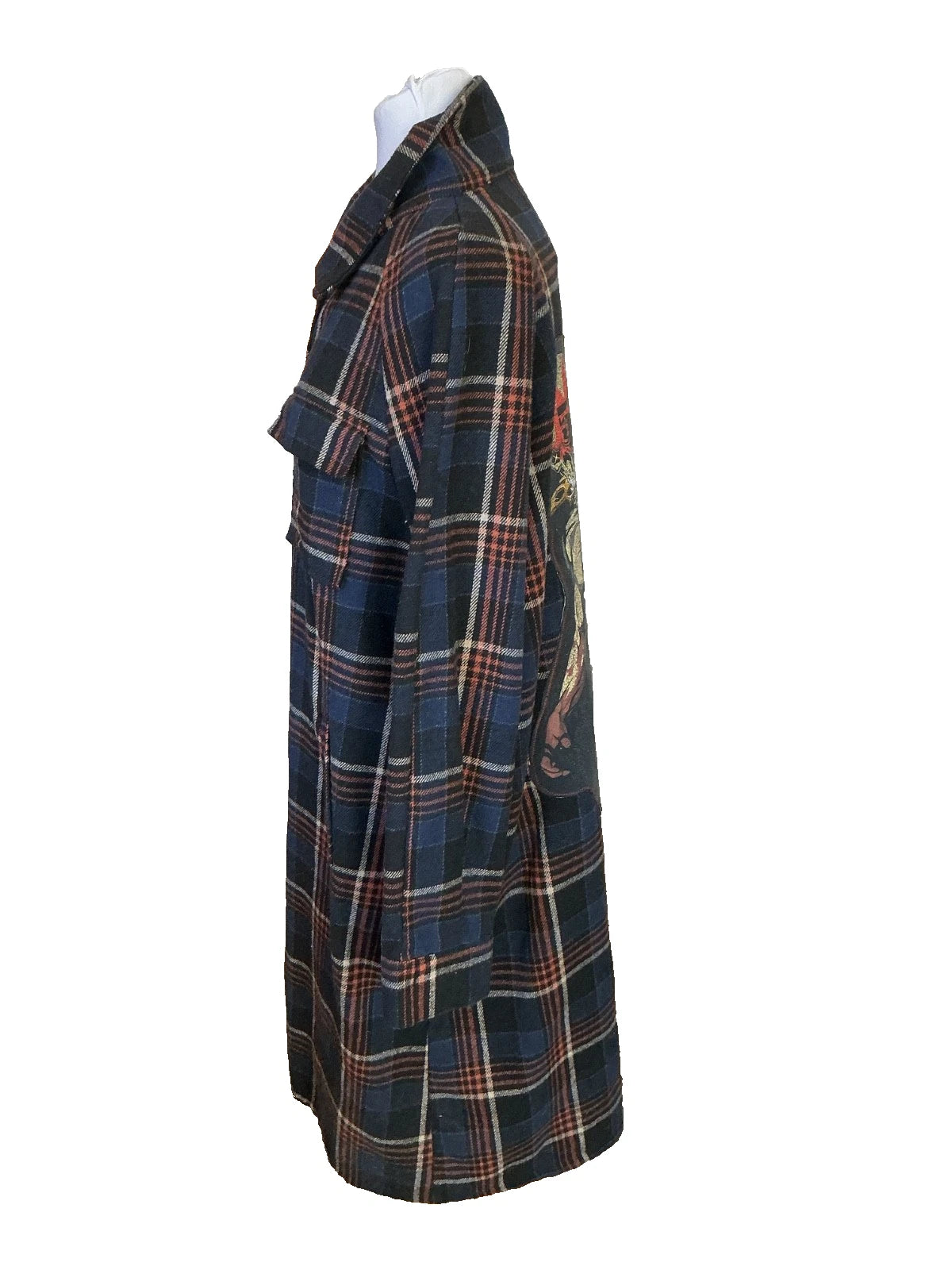 FIVE FINGER DEATH PUNCH THE WAY OF THE FIST UP-CYCLED LONG WOOL PLAID COAT