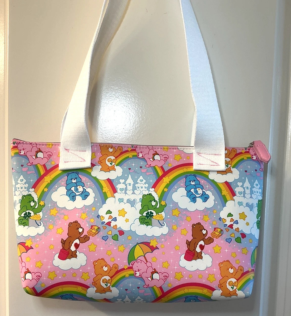 CARE BEARS RAINBOW BEARS VINYL ZIP TOP TOTE BAG