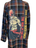 FIVE FINGER DEATH PUNCH THE WAY OF THE FIST UP-CYCLED LONG WOOL PLAID COAT