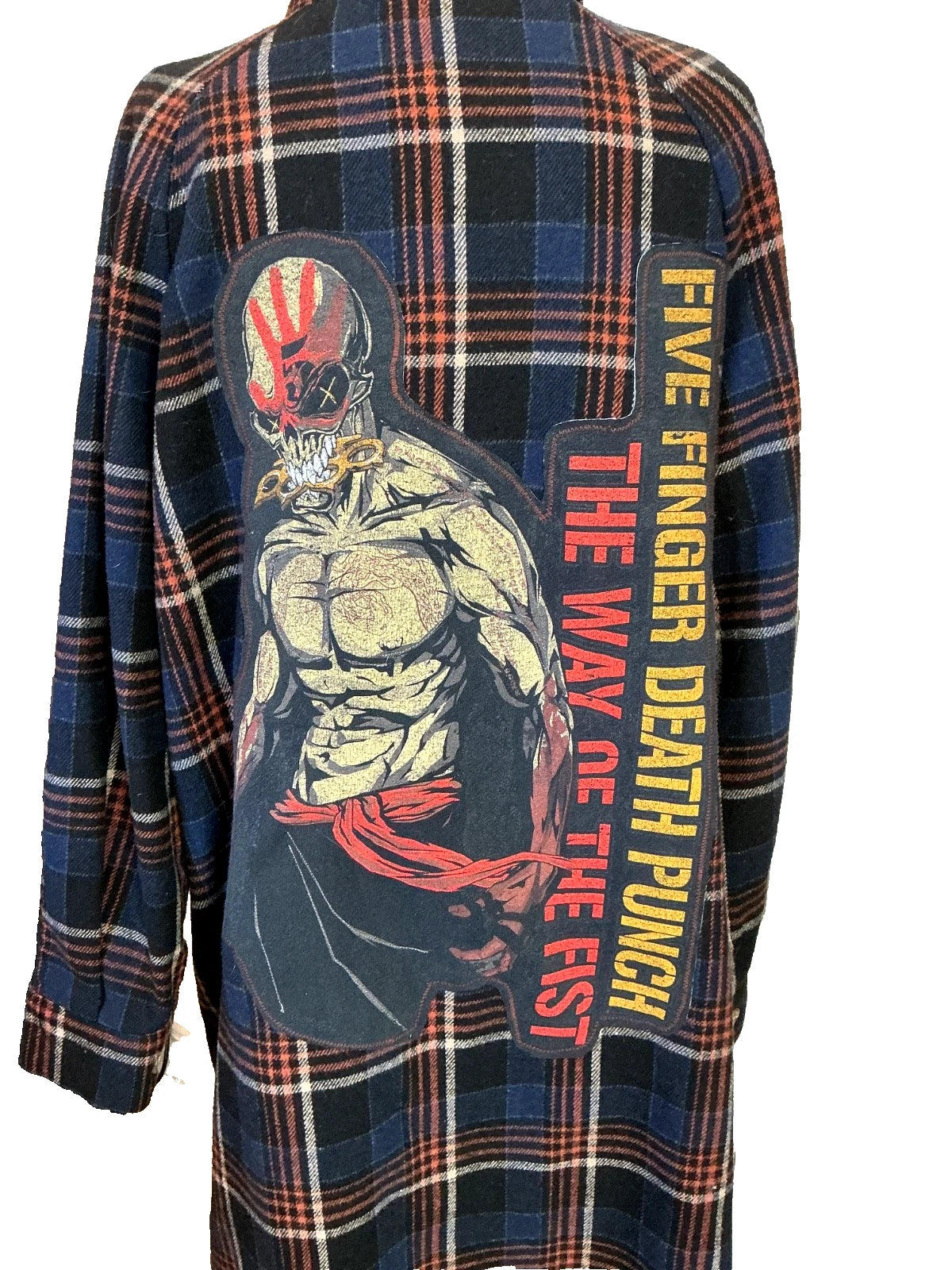 FIVE FINGER DEATH PUNCH THE WAY OF THE FIST UP-CYCLED LONG WOOL PLAID COAT