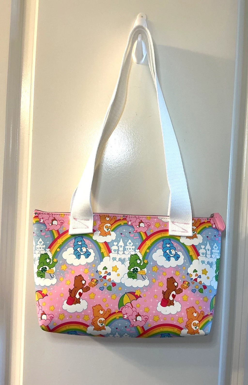 CARE BEARS RAINBOW BEARS VINYL ZIP TOP TOTE BAG