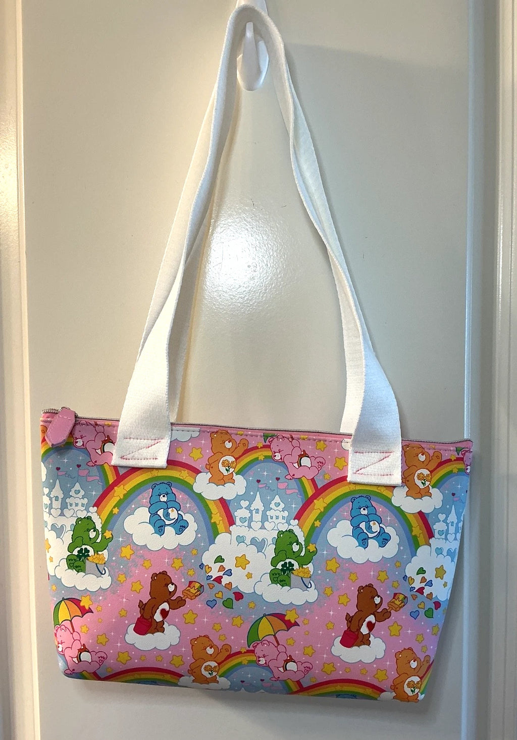 CARE BEARS RAINBOW BEARS VINYL ZIP TOP TOTE BAG